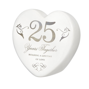 3.75" 25 Years Together Building a Lifetime of Love Anniversary Heart Ceramic Figurine