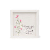 Warm Hugs Granddaughter You Fill My Heart with Joy Framed Flower Wood Sign 6"