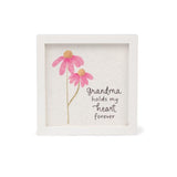 Warm Hugs Grandma Holds My Heart Forever Framed Flower Wood Sign 6"