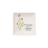 Warm Hugs Granddaughter You Fill My Heart with Joy Flower Ceramic Trinket Tray 4.25"