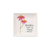 Warm Hugs Grandma Holds My Heart Forever Flower Ceramic Trinket Tray 4.25"