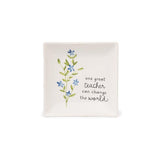 Warm Hugs One Great Teacher Can Change the World Flower Ceramic Trinket Tray 4.25"