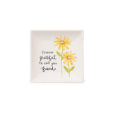 Warm Hugs Forever Grateful to Call You Friend Flower Ceramic Trinket Tray 4.25"