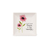 Warm Hugs Most Loved Nana in the World Flower Ceramic Trinket Tray 4.25"