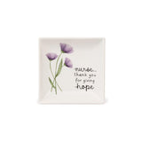 Warm Hugs Nurse Thank You for Giving Hope Flower Ceramic Trinket Tray 4.25"