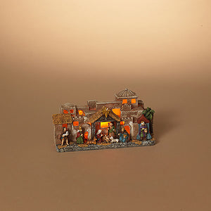 8.2"L B/O Lighted Resin Nativity Scene