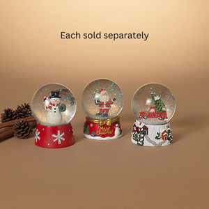 4.13"H Resin Holiday Water Globe, 3 Asst