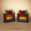10.8" Lighted Glowing Fireplace Lantern with Pinecone and Red Bow Accents