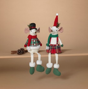 21" Merry Chris-Mouse Dressed in Red Plaid Shelf Sitter Plush