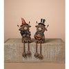 4" Halloween Highland Cow with Black Cat or Jack-O-Lantern Shelf Sitter with Dangle Legs Figurine