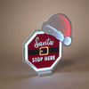 16.8" Infinity Mirror Lighted "Santa STOP HERE" Sign with Santa Hat