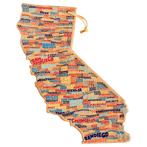 California State Shaped Cutting and Serving Board with Artwork by Wander on Words™