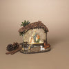 8.25" Holy Family Nativity with Angel and Animals Water Globe Lantern under Creche