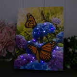 Butterflies and Hydrangeas Lighted Canvas with Easel Back 8"x6"