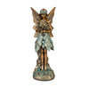 Patina Painted Fairy Holding Flowers Garden Statue 14"