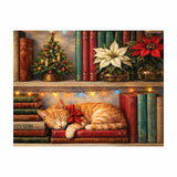 Springbok Orange Tabby Cat on Bookshelf Cozy Christmas Nook 500-Piece Jigsaw Puzzle