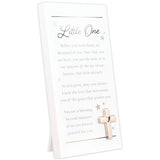 Little One A Blessing Beyond Measure Forever Grateful Wood Sentiment Plaque with Easel Back and Metal Cross Attachment