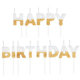 White Gold Dipped Happy Birthday Candles