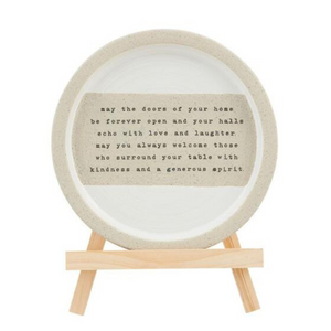 Doors of Your Home Forever Open Sentiment Stoneware Plate with Easel