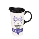 My Therapist Has Whiskers 17 Oz. Cat Travel Cup with Lid and Box