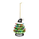 Las Vegas Raiders 4" LED Ceramic Christmas Tree Ornament with Team Santa Hat
