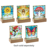 4.8" LED Light Up Bright Stained Glass Nature Tabletop Décor