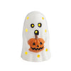 White Ghost Holding Jack-O-Lantern Pumpkin LED Light Up Sitter