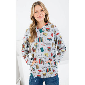 For the Love of Books Long Sleeve Hooded Pullover with Kangaroo Pocket