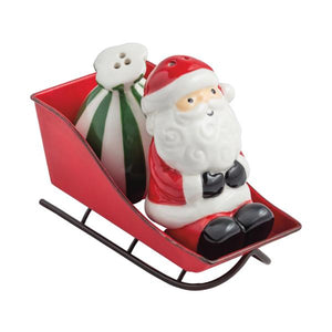 Santa & Toy Bag in Sleigh Salt & Pepper Shakers Set, 4"
