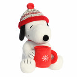 Snoopy with Winter Knit Hat and Snowflake Mug Stuffed Plush, 12"