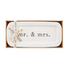 Mud Pie Mr. & Mrs. Hostess Set Ceramic Tray with Spreader