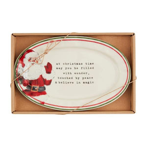 Nostalgic Santa Oval Sentiment Plate Christmas Time, 10"