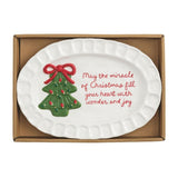 Whimsical Christmas Sentiment Plate with Green Tree Miracle of Christmas