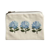 Blue Hydrangea Trio Embroidery Zipper Pouch