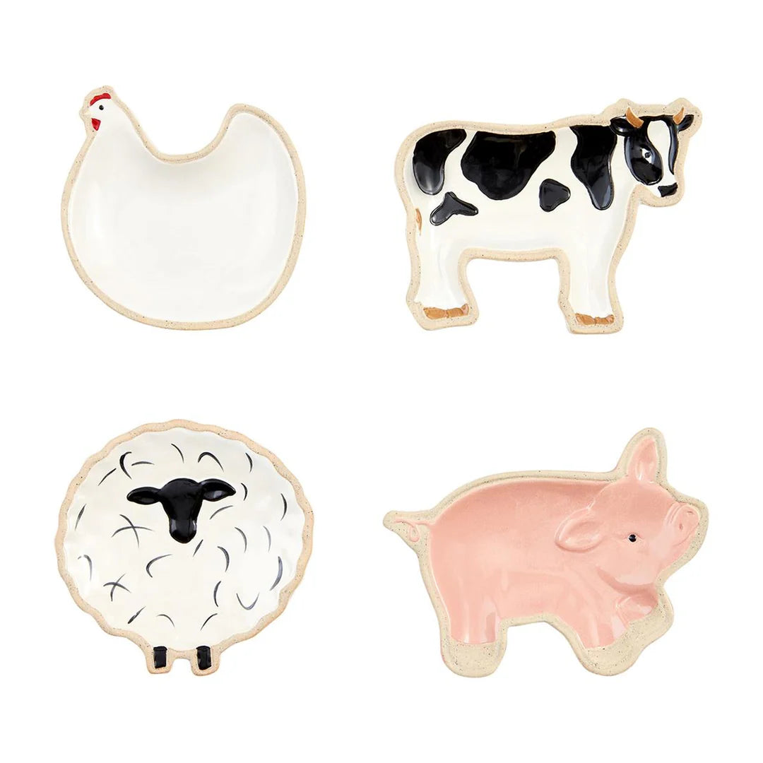 Mud Pie Gebogene Tidbit-Schalen Set | 2-teilig, 12.7x7.6 Cm | Glasierte Terrakotta Mit Holzstreuer