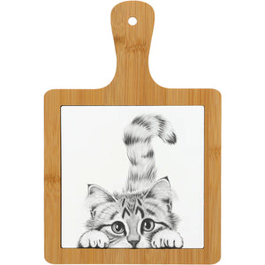 Animal Antics Cat Bamboo & Ceramic Tile Trivet