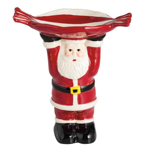 Santa Pedestal Holding Peppermint Serving Platter, 7"