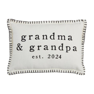 Grandma & Grandpa Est. 2024 Pillow Cotton Lumbar Pillow with Stitch Trim