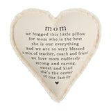 Mom Hug Heart Shaped Cotton Pillow