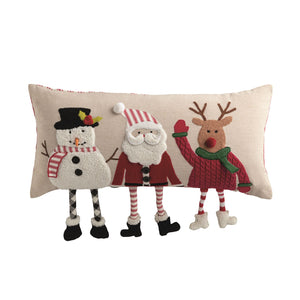Christmas Dangle Leg Snowman, Santa, Reindeer Pillow