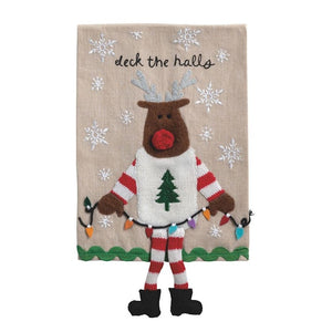 Christmas Dangle Deck the Halls Red Nose Reindeer Leg Towel