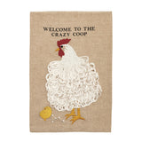 Embroidered Farm Rooster Towel Welcome to the Crazy Coop