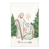 Christmas Eve Printed Tea Towel Holy Family Joseph and Mary Holding Baby Peace On Earth