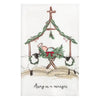 Christmas Eve Printed Tea Towel Jesus with Animals Away in the Manger