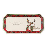 Nostalgic Reindeer Tartan Rectangular Tray Believe in the Magic of Christmas