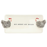 My Roost My Rules Rooster Side Handles Farm Animal Plate