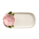 Pink 3-Dimensional Flower Oblong Plate