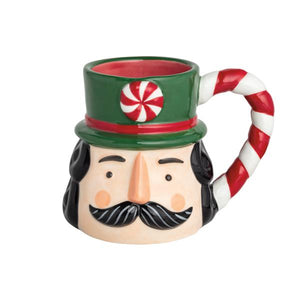 Green Hat Nutcracker with Peppermint Candy Handle Mug, 13 Oz.