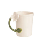 White Dimensional Flower Sculpted Mug