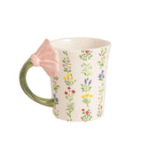 Pattern With Pink Dimensional Flower Sculpted Mug